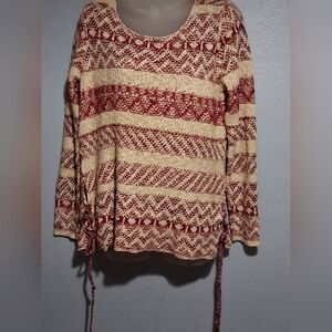 Knox Rose Cream and Brown Crew Neck Sweater